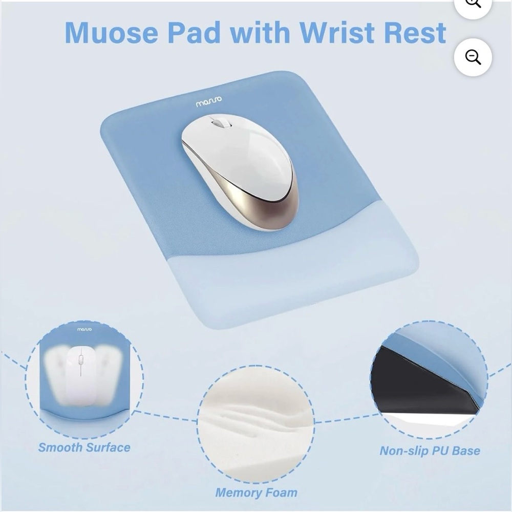 NWOT Mosiso Ergonomic Mouse Pad w/ Wrist Rest Memory Foam Mouse Mat Blue - Picture 3 of 8